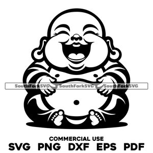 Buda riendo feliz svg png dxf eps pdf / archivo de corte gráfico vectorial clip art láser / descarga digital instantánea uso comercial