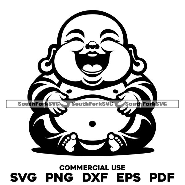 Happy Laughing Buddha svg png dxf eps pdf | vector graphic cut file laser clip art | instant digital download commercial use
