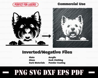 Inverted West Highland White Terrier Peeking svg png dxf eps pdf vector graphic cut print laser engrave etch instant download commercial use
