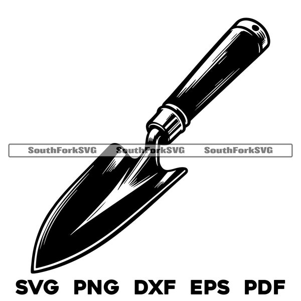 Gardening Trowel Design Files | svg png dxf eps pdf | transparent vector graphic design cut print dye sub laser engrave files commercial use
