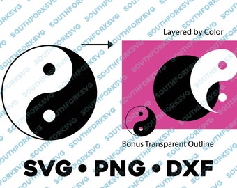 Yin Yang SVG PNG DXF Em camadas por cor Símbolos chineses espiritualidade Religião vetor transparente camafeu silhueta sorte equilíbrio dualidade