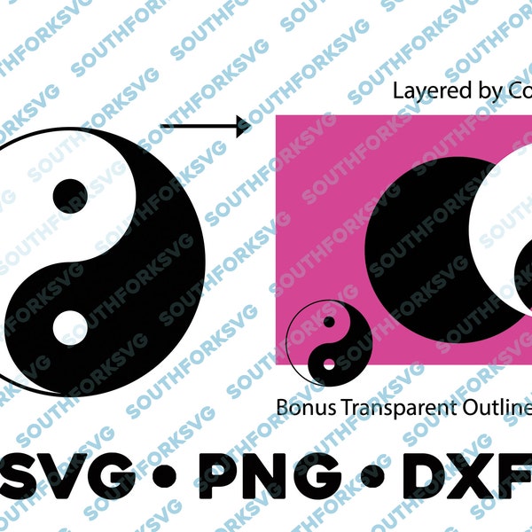 Yin Yang SVG PNG DXF Layered By Color Chinese Symbols spirituality Religion vector transparent  cameo silhouette luck balance duality