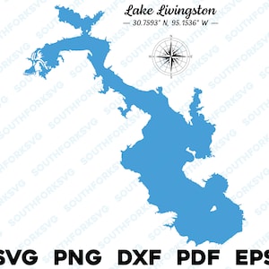 Lake Livingston Texas Karte Form Silhouette svg png dxf pdf eps Vektorgrafik