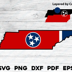 Vlag van de staat Tennessee vorm gelaagd op kleur svg png dxf eps pdf | vector grafisch ontwerp knippen afdrukken lasergraveren cnc-bestand commercieel gebruik