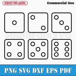 Dobbelstenen gezichten contouren svg png dxf eps pdf | vector grafisch ontwerp gesneden print dye sub laser graveren digitale bestanden commercieel gebruik