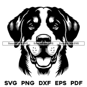 Großer Schweizer Sennenhund Kopf Design svg png dxf eps pdf | Vektorgrafik Schnittdatei Laser Clip Art Sofortiger digitaler Download Kommerzielle Nutzung