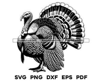 Stående vild kalkon svg png dxf eps pdf | vektorgrafikdesign klipp utskrift färgämne lasergravyr cnc digitala filer kommersiellt bruk