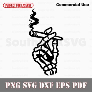 Skeleton Hand Rauchen Gelenk svg png dxf pdf eps | Vektorgrafik Design Cut Print Dye sub Laser graviert digitale Dateien kommerzielle Nutzung