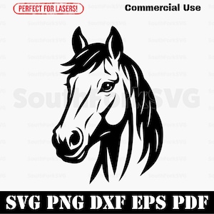 Hästhuvudansikte SVG | svg png dxf pdf eps | vektorgrafik design klipp ut färgämnesublimering lasergravyr digitala filer kommersiellt bruk