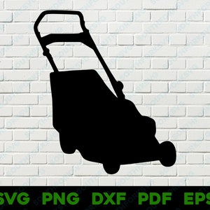 Grasmaaier silhouet svg png dxf eps pdf knippen ontwerp vectorafbeelding kleurstof sub afbeelding graveren garage commercieel gebruik