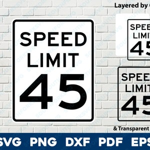 Speed Limit 45 Sign Logo Symbol Svg Png Dxf Eps Pdf Layered by Color ...