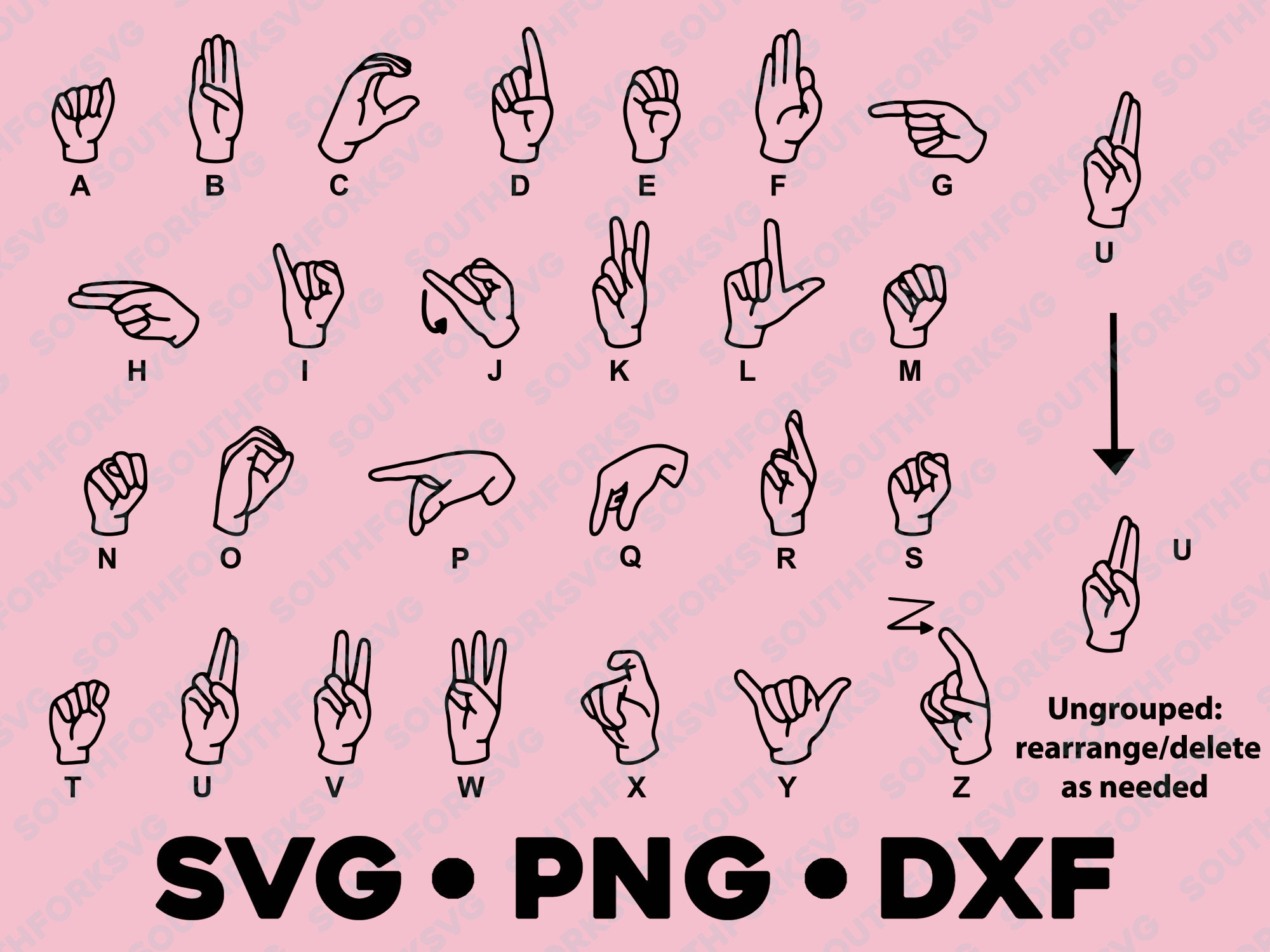 American Sign Language Alphabet SVG PNG DXF Cut File Cricut | Etsy