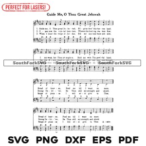 Guide Me O Thou Great Jéhovah Hymn Sheet Music svg png dxf eps pdf graver au laser des fichiers conception graphique téléchargement numérique utilisation commerciale