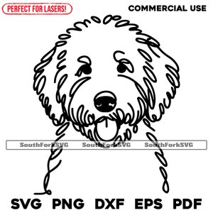 Minimale lijntekeningen Goldendoodle-hond | svg png dxf eps pdf | vectorafbeelding snijbestand laserclipart | direct digitaal downloaden voor commercieel gebruik