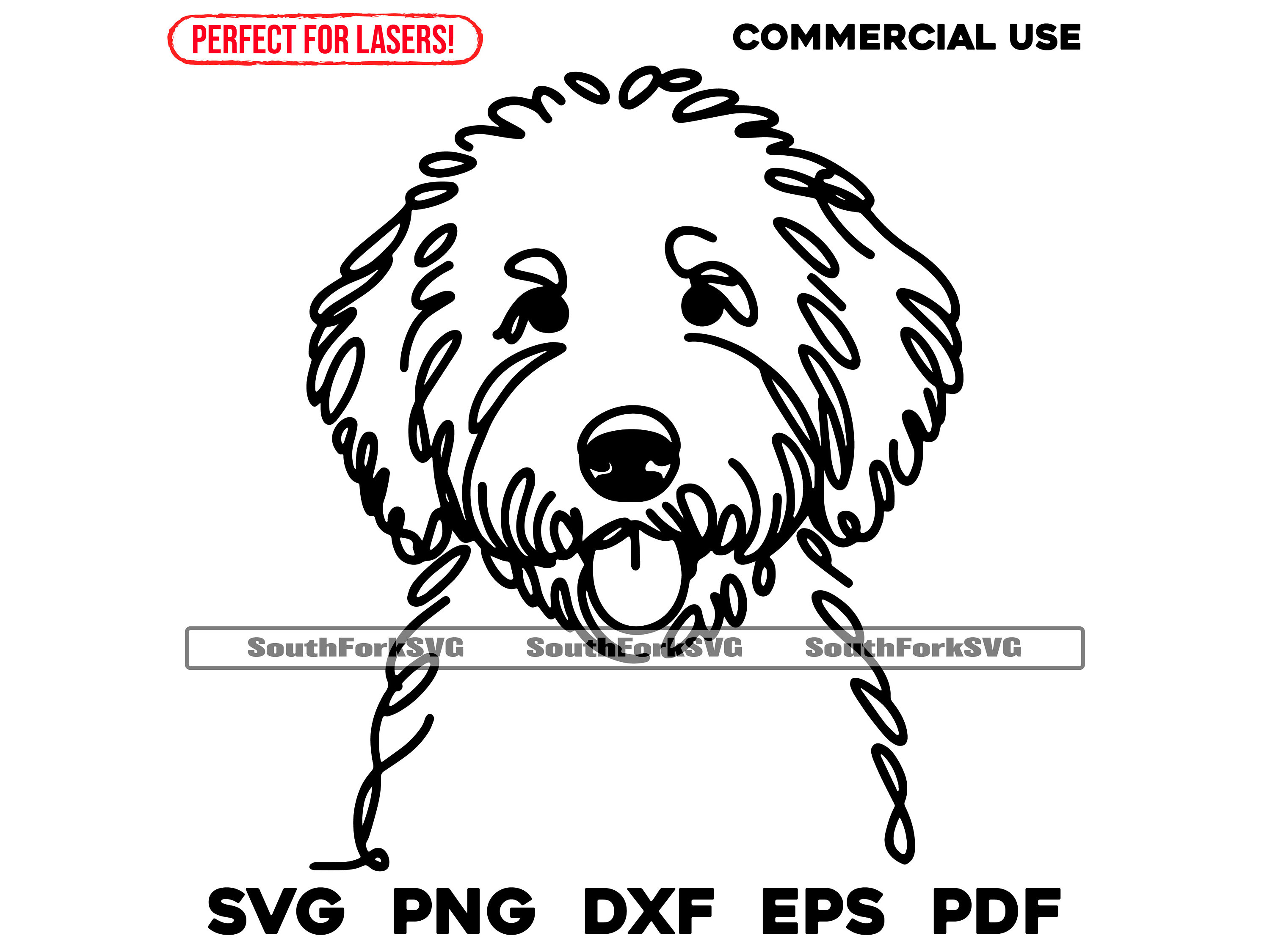 Goldendoodle Dog Minimal Line Art | svg png dxf eps pdf | vector graphic cut file laser clip art | instant digital download commercial use