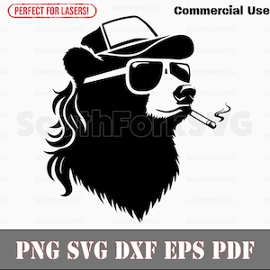 Bär Mullet Trucker Hut svg png dxf eps pdf | Vektorgrafik Design Cut Print Dye sub Laser gravieren Cnc digitale Dateien Kommerzielle Nutzung