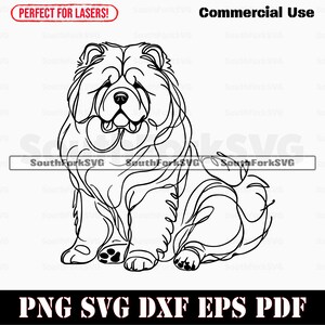 Chow Chow Dog Linie Kunst | svg png dxf eps pdf | Vektorgrafik geschnitten Laser ClipArt | sofortiger digitaler Download kommerzielle Nutzung