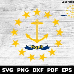Sigillo dell'emblema di ancoraggio della bandiera del Rhode Island / svg png dxf eps pdf / stratificato per colore disegno grafico vettoriale taglio stampa colorante sub laser file digitali