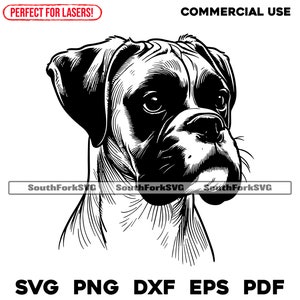 Boxer Hundeportrait svg png dxf eps pdf | Vektorgrafik Schnittdatei Laser Clip Art Sofortiger digitaler Download Kommerzielle Nutzung