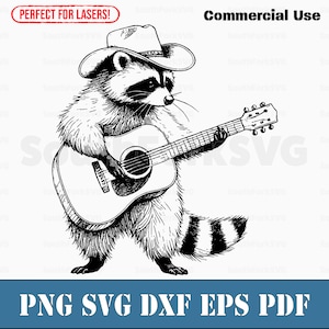 Wasbeer gitaar spelen svg png dxf eps pdf | lasergraveren gesneden afdrukbestanden vector grafische illustraties | commercieel gebruik direct downloaden