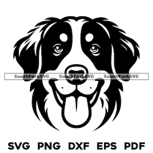 Berner Sennenhund Kopf Design 2 | svg png dxf eps pdf | Vektorgrafik Datei Laser Clip Art schneiden | sofortiger digitaler Download kommerzielle Nutzung
