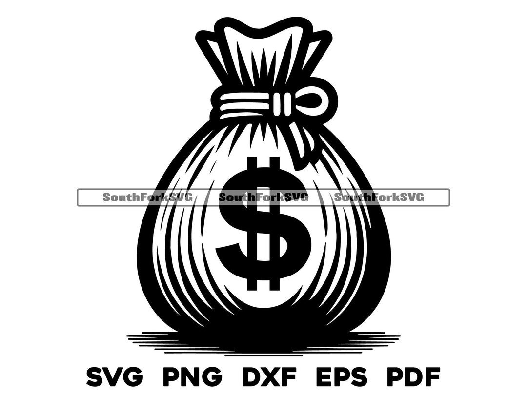 Money Bag Outline Svg Png Dxf Eps Pdf Vector Graphic Cut Etsy