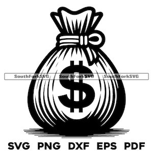 Money Bag Outline svg png dxf eps pdf / grafica vettoriale taglia file laser clip art / download digitale istantaneo per uso commerciale