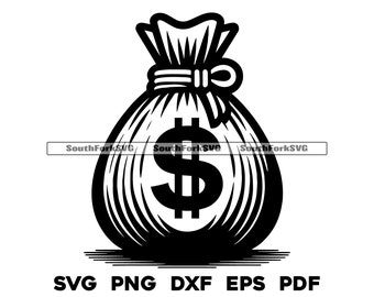 Money Bag Outline svg png dxf eps pdf | vector graphic cut file laser clip art | instant digital download commercial use