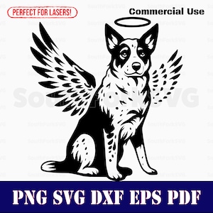 ブルーヒーラーエンジェルウィング＆ヘイローデザイン svg png dxf eps pdf | ベクターグラフィックカットファイルレーザークリップアートインスタントデジタルダウンロード商用利用
