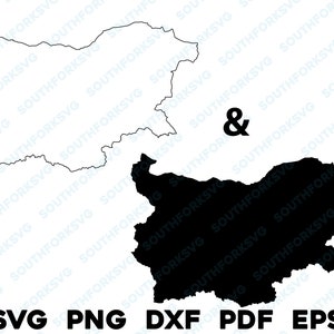 Bulgarije land silhouet & omtrek vormen svg png dxf pdf eps vector grafisch ontwerp knippen graveren laserbestand afbeelding kaart Europa