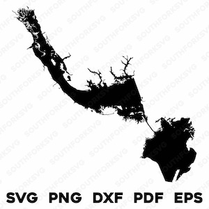 Lake Marion & Lake Moultrie South Carolina Map Form Silhouette svg png dxf pdf eps Vektorgrafik