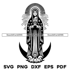 Virgin De Guadalupe Nostra Signora di Guadalupe svg png dxf eps pdf grafica vettoriale tagliata file laser clip art download digitale istantaneo uso commerciale
