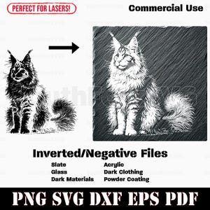 Umgedrehtes Maine Coon Katzenportrait svg png dxf eps pdf | kommerzielle Nutzung