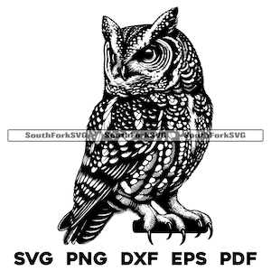 Conception d'oiseau de hibou des cris | svg png dxf eps pdf | graphique vectoriel découpé fichier laser clip art | Téléchargement numérique instantané, utilisation commerciale
