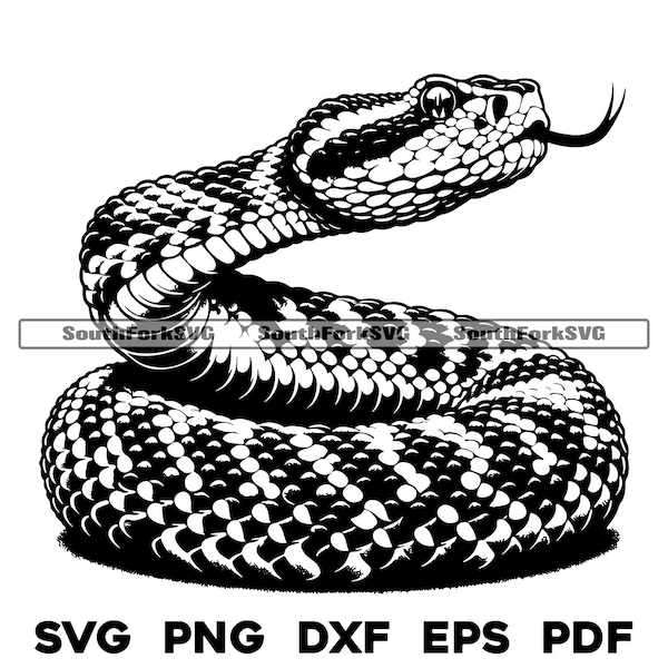 Hissing Snake Design / svg png dxf eps pdf / vector gráfico corte archivo láser clip art / descarga digital instantánea uso comercial