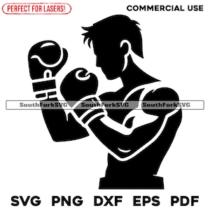 Arquivos de design de boxeador | svg png dxf eps pdf | design gráfico vetorial transparente corte impressão corante sub laser gravar arquivos uso comercial