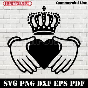 Irish Claddagh Design svg png dxf eps pdf | vector graphic design cut print dye sub laser engrave digital files commercial use