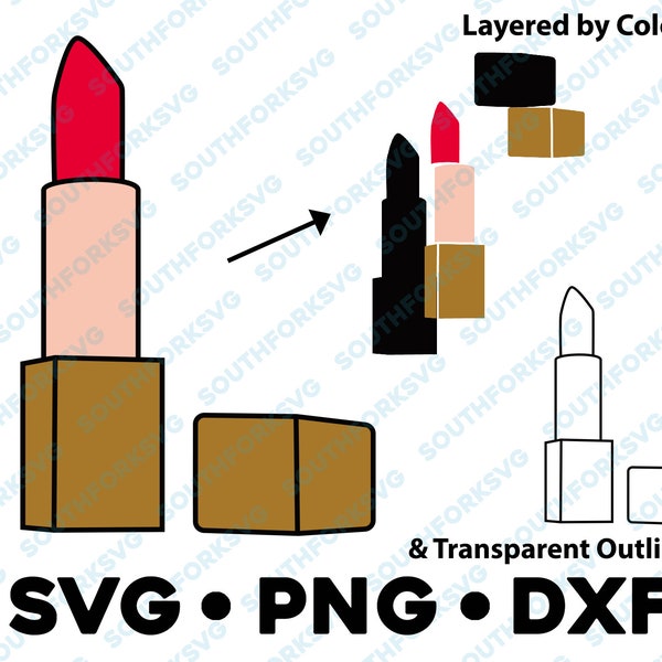 Red Lipstick SVG PNG DXF Layered by color Cut File for  Silhouette Vector Graphic Clipart gloss beauty skincare influencer lips makeup