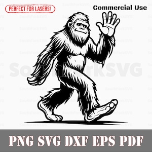 Bigfoot Waving Yeti Sasquatch svg png dxf pdf eps / diseño gráfico vectorial corte impresión tinte sub láser grabar archivos digitales uso comercial