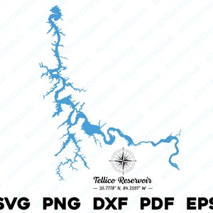 Tellico Reservoir Lake Tennessee silhouet vorm svg png dxf pdf eps vector grafisch ontwerp gesneden gravure laser kleurstof subbestand afbeelding boot
