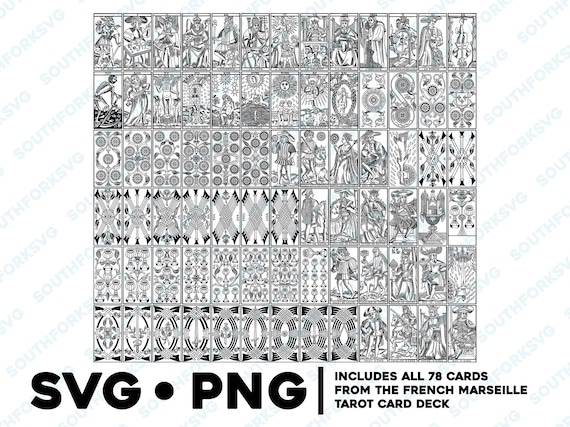 Tarot francés de Marsella Conjunto completo de 78 cartas Paquete SVG PNG  Fondos transparentes / Zodiaco Vector adivinatorio Gráfico Clip Art  Archivos cortados -  México