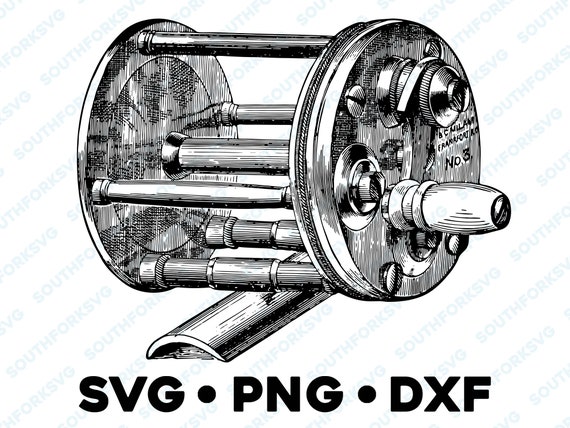 Fishing Reel SVG PNG DXF Vector Graphic Design File Transparent