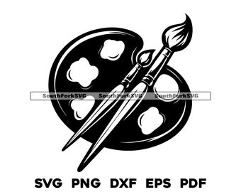 Paleta del artista, Paleta de pintura / svg png dxf eps pdf / archivo de corte gráfico vectorial clip art láser / descarga digital instantánea uso comercial