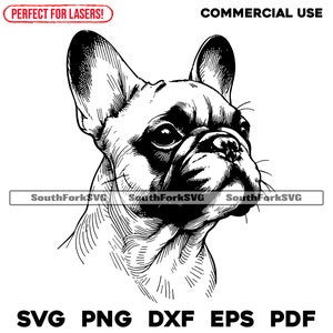 Arquivos de gravação a laser Bulldog Francês svg png dxf eps pdf | design gráfico vetorial corte impressão corante sub arquivos digitais uso comercial