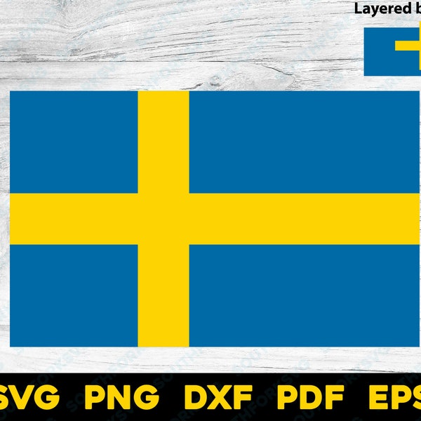 Suecia National Country Flag Layered / svg png dxf eps pdf / diseño gráfico vectorial corte impresión tinte sub láser cnc grabar archivos digitales