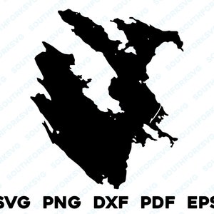 Cathance Lake Maine Map Shape Silhouette Outline svg png dxf pdf eps vector graphic cut engrave laser file dye sub image