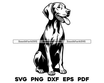 Vizsla Dog Sitting Design | svg png dxf eps pdf | vector graphic cut file laser clip art | instant digital download commercial use