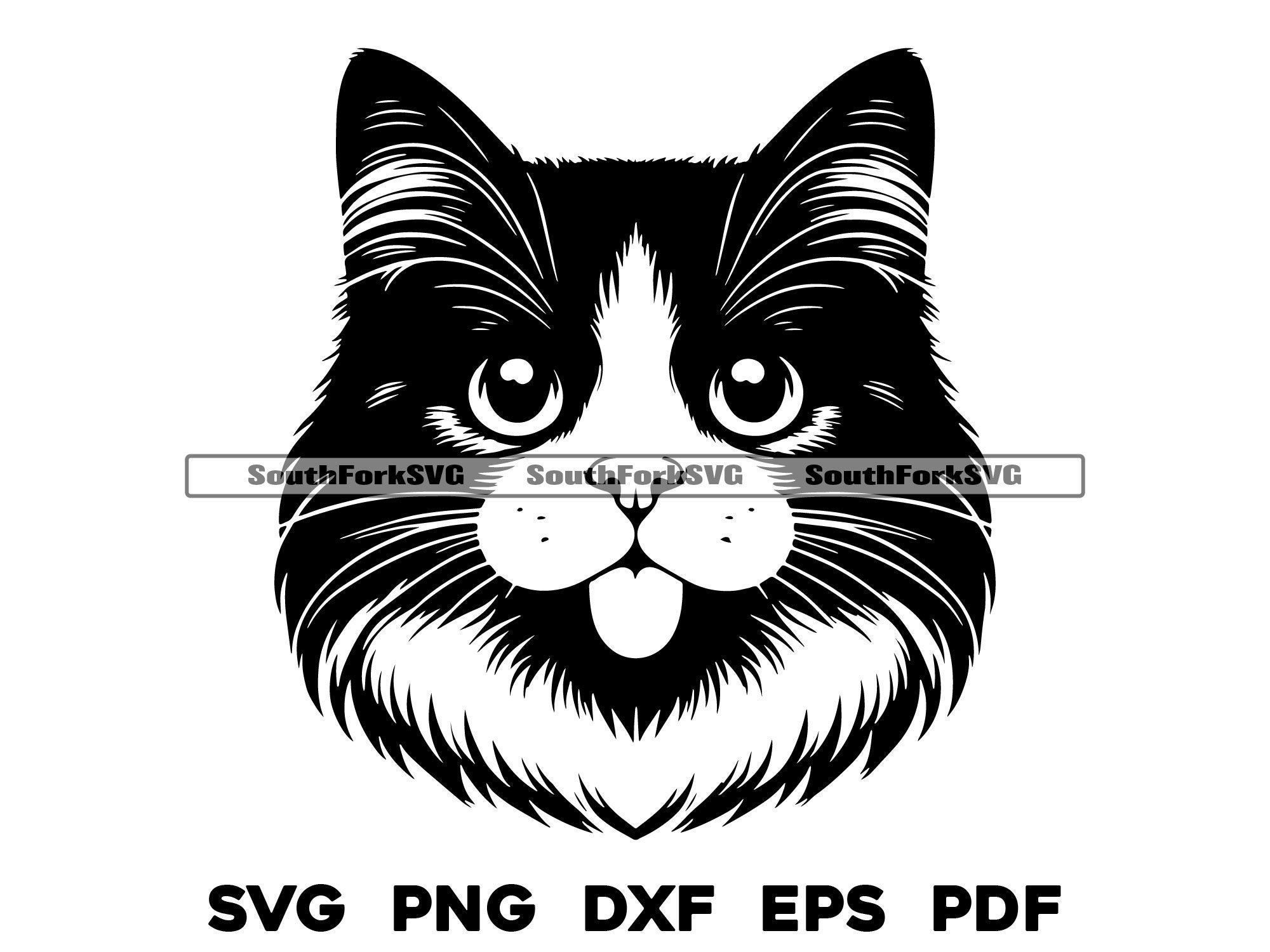 Tuxedo Cat Head Vector Design Svg Png Dxf Eps Pdf Vector