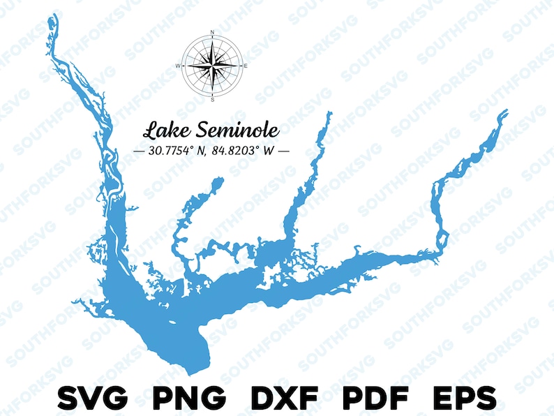 Lake Seminole Florida Georgia Map Shape Silhouette Svg Png