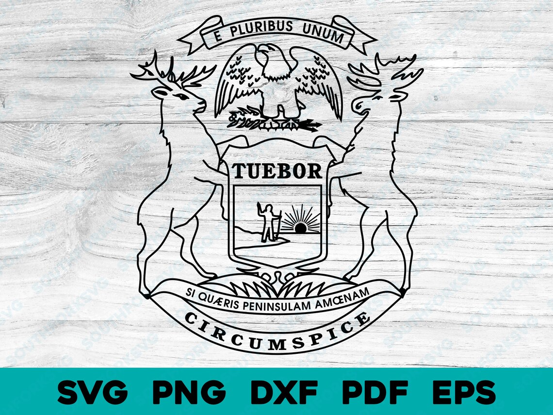 Michigan State Flag Crest Svg Png Dxf Pdf Eps Transparent Vector ...